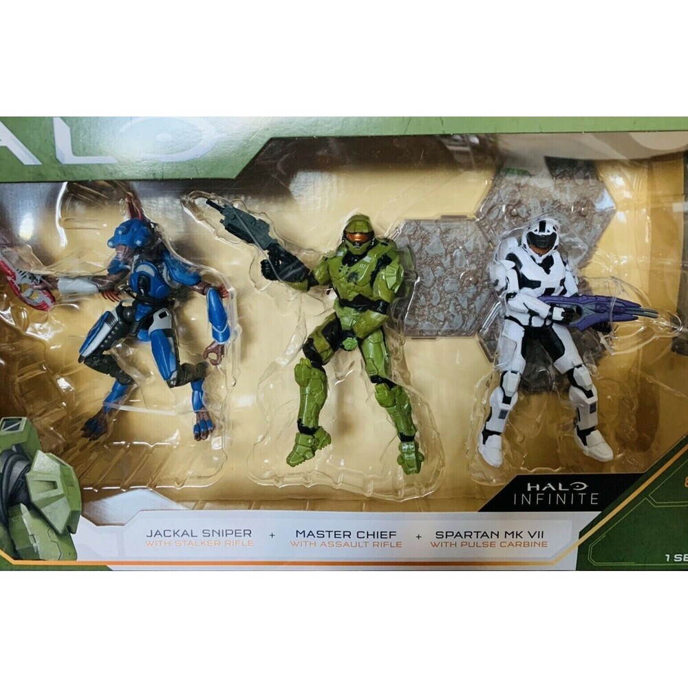 Halo Infinite 3 Figure Pack –Master Chief Jackal Sniper Spartan MK VII 3.75"-NEW - Picture 2 of 3